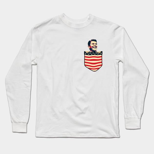 Ronald Reagan Chest Pocket Long Sleeve T-Shirt by Nerd_art